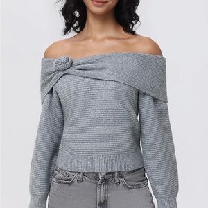 525 America Light Gray Off-Shoulder Sweater